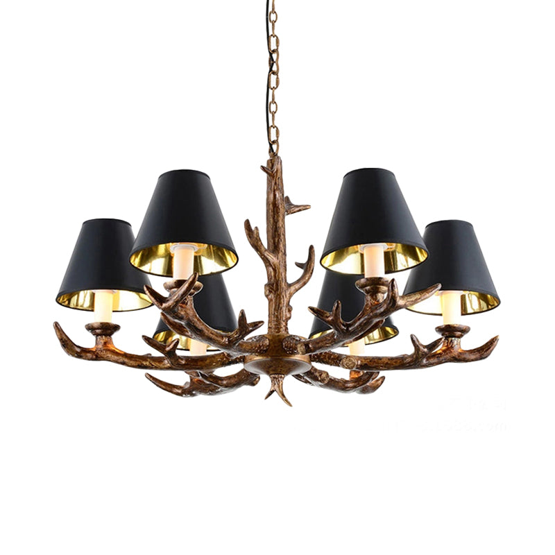 Rustic Starburst Pendant Chandelier 6 Bulbs Resin Suspension Ceiling Light in Black for Living Room Clearhalo 'Ceiling Lights' 'Chandeliers' Lighting' options 295622