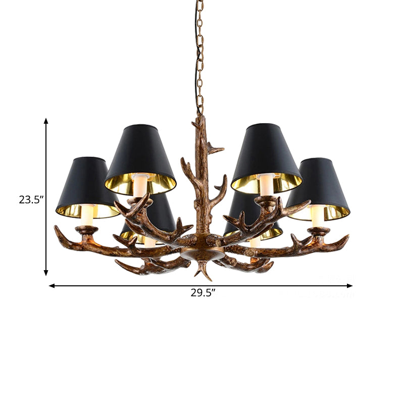 Rustic Starburst Pendant Chandelier 6 Bulbs Resin Suspension Ceiling Light in Black for Living Room Clearhalo 'Ceiling Lights' 'Chandeliers' Lighting' options 295623