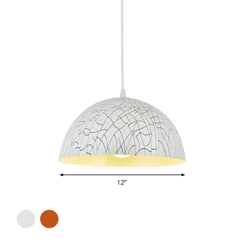 Dome Pendant Light Fixture Minimalist Metal 12"/14"/16" Wide 1 Light Red Brown/Ivory Hanging Lamp Kit for Dining Room Clearhalo 'Ceiling Lights' 'Modern Pendants' 'Modern' 'Pendant Lights' 'Pendants' Lighting' 295633