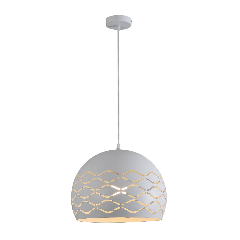 Metal Domed Shaped Pendant Ceiling Light Minimalist 1 Light Suspension Lamp in White Clearhalo 'Ceiling Lights' 'Modern Pendants' 'Modern' 'Pendant Lights' 'Pendants' Lighting' 295652