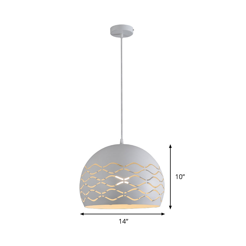 Metal Domed Shaped Pendant Ceiling Light Minimalist 1 Light Suspension Lamp in White Clearhalo 'Ceiling Lights' 'Modern Pendants' 'Modern' 'Pendant Lights' 'Pendants' Lighting' 295653