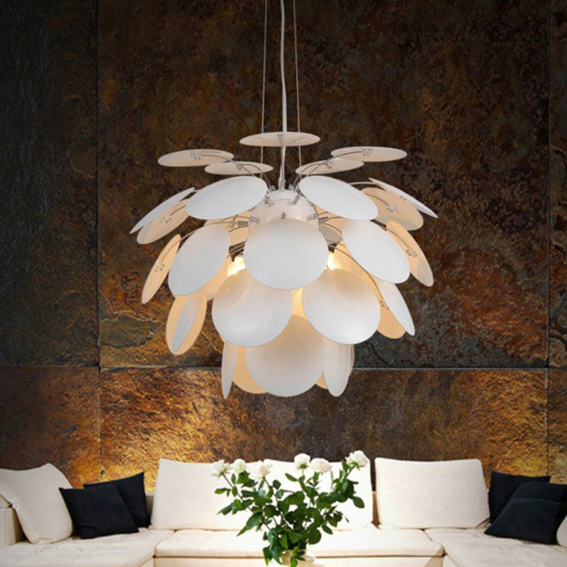 Metal Pinecone Hanging Ceiling Light Minimalist 19.5"/23.5" Wide 1 Light White Suspension Pendant Clearhalo 'Ceiling Lights' 'Modern Pendants' 'Modern' 'Pendant Lights' 'Pendants' Lighting' 295662