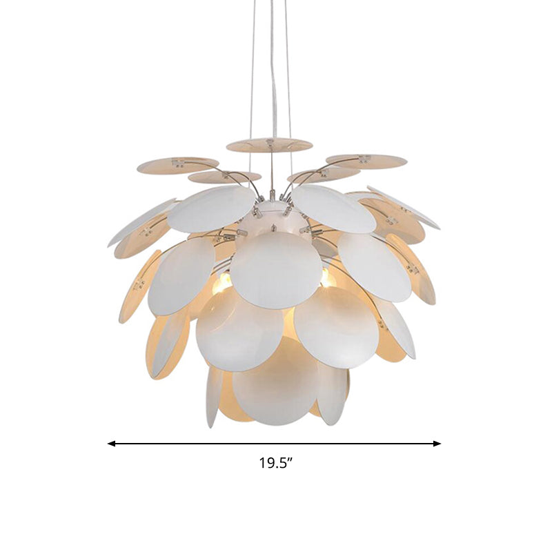 Metal Pinecone Hanging Ceiling Light Minimalist 19.5"/23.5" Wide 1 Light White Suspension Pendant Clearhalo 'Ceiling Lights' 'Modern Pendants' 'Modern' 'Pendant Lights' 'Pendants' Lighting' 295665