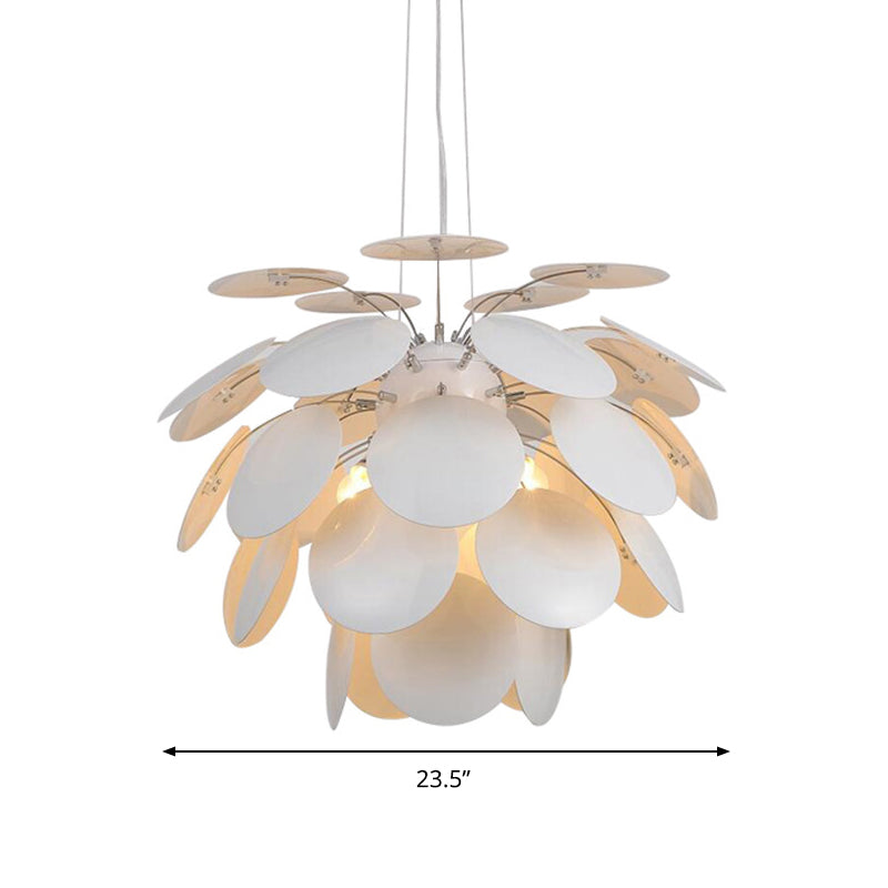 Metal Pinecone Hanging Ceiling Light Minimalist 19.5"/23.5" Wide 1 Light White Suspension Pendant Clearhalo 'Ceiling Lights' 'Modern Pendants' 'Modern' 'Pendant Lights' 'Pendants' Lighting' 295666