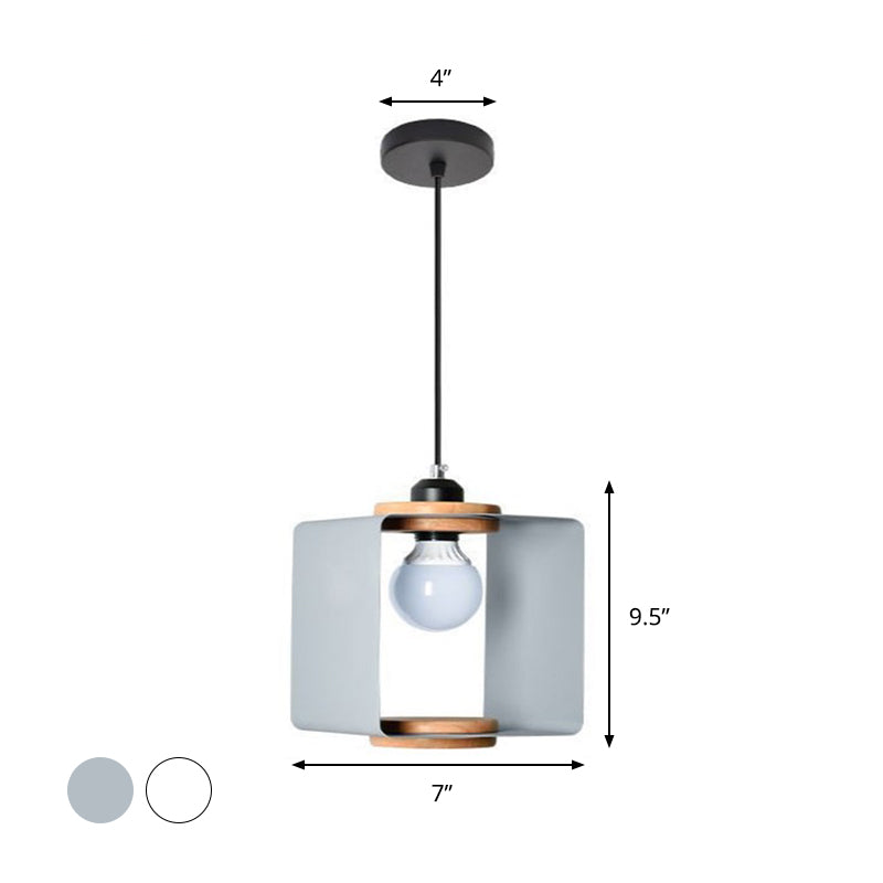 Rectangle Metal Drop Pendant Contemporary 1 Light Grey/White Hanging Light Fixture for Dining Room Clearhalo 'Ceiling Lights' 'Modern Pendants' 'Modern' 'Pendant Lights' 'Pendants' Lighting' 295685