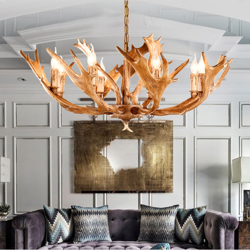 Brown Sputnik Chandelier Lighting Farmhouse Resin 5/8 Heads Living Room Ceiling Suspension Lamp Clearhalo 'Ceiling Lights' 'Chandeliers' Lighting' options 295689