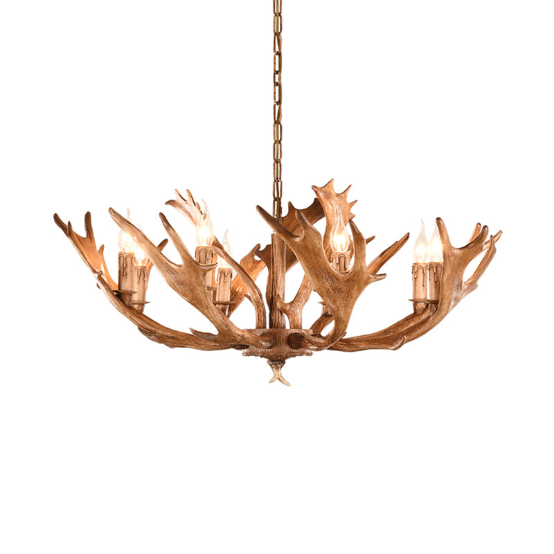 Brown Sputnik Chandelier Lighting Farmhouse Resin 5/8 Heads Living Room Ceiling Suspension Lamp Clearhalo 'Ceiling Lights' 'Chandeliers' Lighting' options 295691