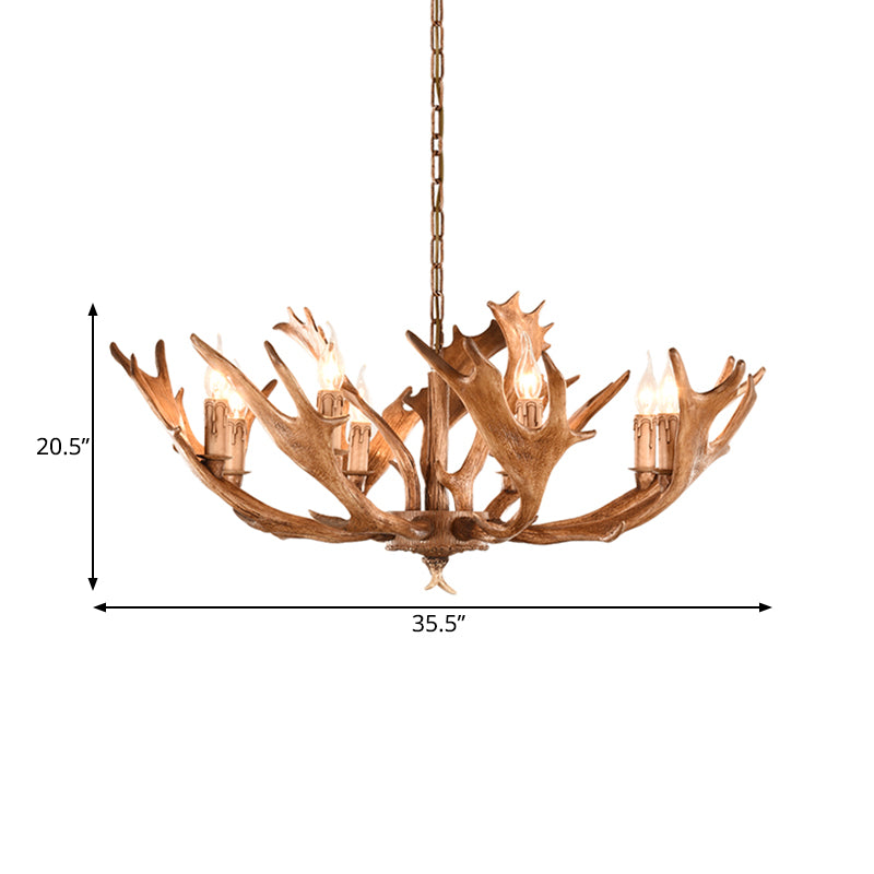 Brown Sputnik Chandelier Lighting Farmhouse Resin 5/8 Heads Living Room Ceiling Suspension Lamp Clearhalo 'Ceiling Lights' 'Chandeliers' Lighting' options 295692