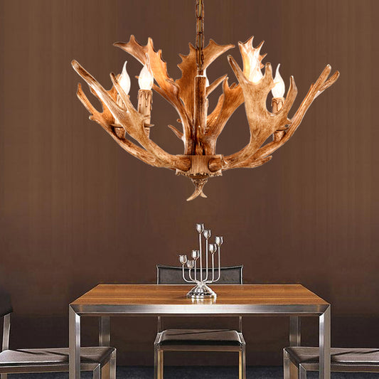 Brown Sputnik Chandelier Lighting Farmhouse Resin 5/8 Heads Living Room Ceiling Suspension Lamp Clearhalo 'Ceiling Lights' 'Chandeliers' Lighting' options 295694