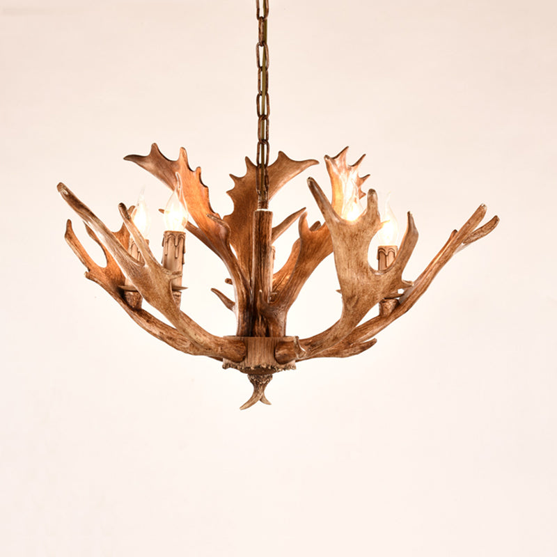 Brown Sputnik Chandelier Lighting Farmhouse Resin 5/8 Heads Living Room Ceiling Suspension Lamp Clearhalo 'Ceiling Lights' 'Chandeliers' Lighting' options 295695