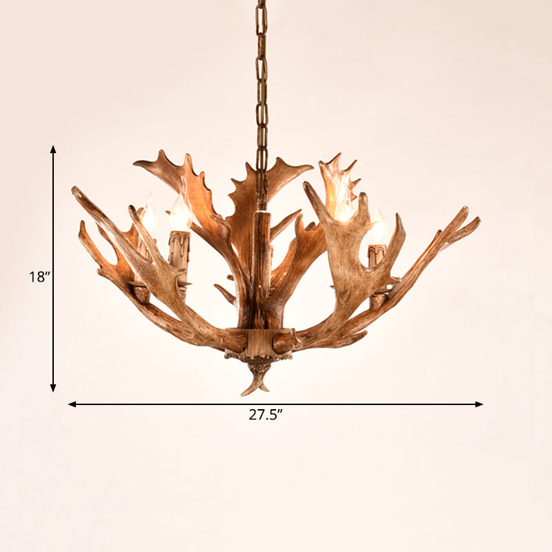 Brown Sputnik Chandelier Lighting Farmhouse Resin 5/8 Heads Living Room Ceiling Suspension Lamp Clearhalo 'Ceiling Lights' 'Chandeliers' Lighting' options 295696