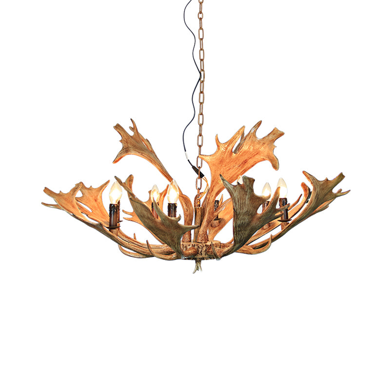 Rustic Deer Antler Ceiling Chandelier 8 Heads Resin Suspension Pendant Light in Brown for Restaurant Clearhalo 'Ceiling Lights' 'Chandeliers' Lighting' options 295699