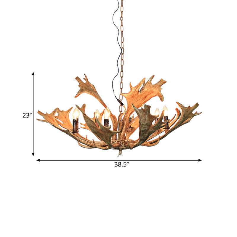 Rustic Deer Antler Ceiling Chandelier 8 Heads Resin Suspension Pendant Light in Brown for Restaurant Clearhalo 'Ceiling Lights' 'Chandeliers' Lighting' options 295700