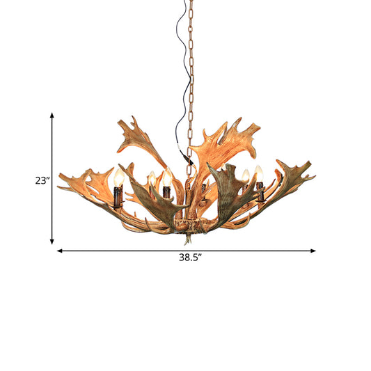 Rustic Deer Antler Ceiling Chandelier 8 Heads Resin Suspension Pendant Light in Brown for Restaurant Clearhalo 'Ceiling Lights' 'Chandeliers' Lighting' options 295700