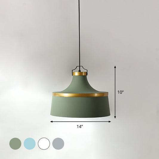 Minimalist Drum Metal Pendant Lighting 1 Light Pendulum Light in Grey/White/Blue for Dining Room Clearhalo 'Ceiling Lights' 'Modern Pendants' 'Modern' 'Pendant Lights' 'Pendants' Lighting' 295706