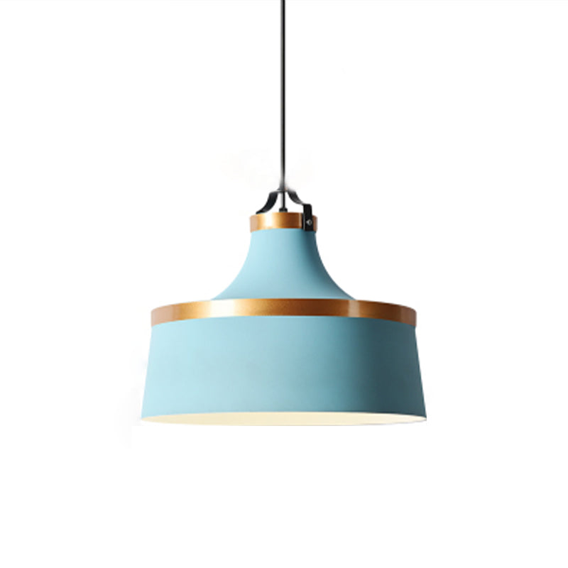 Minimalist Drum Metal Pendant Lighting 1 Light Pendulum Light in Grey/White/Blue for Dining Room Clearhalo 'Ceiling Lights' 'Modern Pendants' 'Modern' 'Pendant Lights' 'Pendants' Lighting' 295708