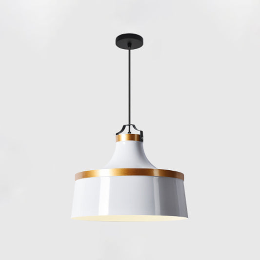 Minimalist Drum Metal Pendant Lighting 1 Light Pendulum Light in Grey/White/Blue for Dining Room Clearhalo 'Ceiling Lights' 'Modern Pendants' 'Modern' 'Pendant Lights' 'Pendants' Lighting' 295710