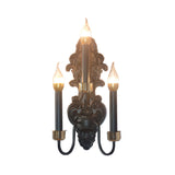 3 Bulbs Metal Wall Mount Lighting Rural Black Candle Living Room Flush Wall Sconce Clearhalo 'Wall Lamps & Sconces' 'Wall Lights' Lighting' 295732