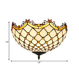 3 Heads Ceiling Lighting Tiffany Scalloped White Glass Flush Light Fixture for Corridor Clearhalo 'Ceiling Lights' 'Close To Ceiling Lights' 'Close to ceiling' 'Flush mount' Lighting' 295784