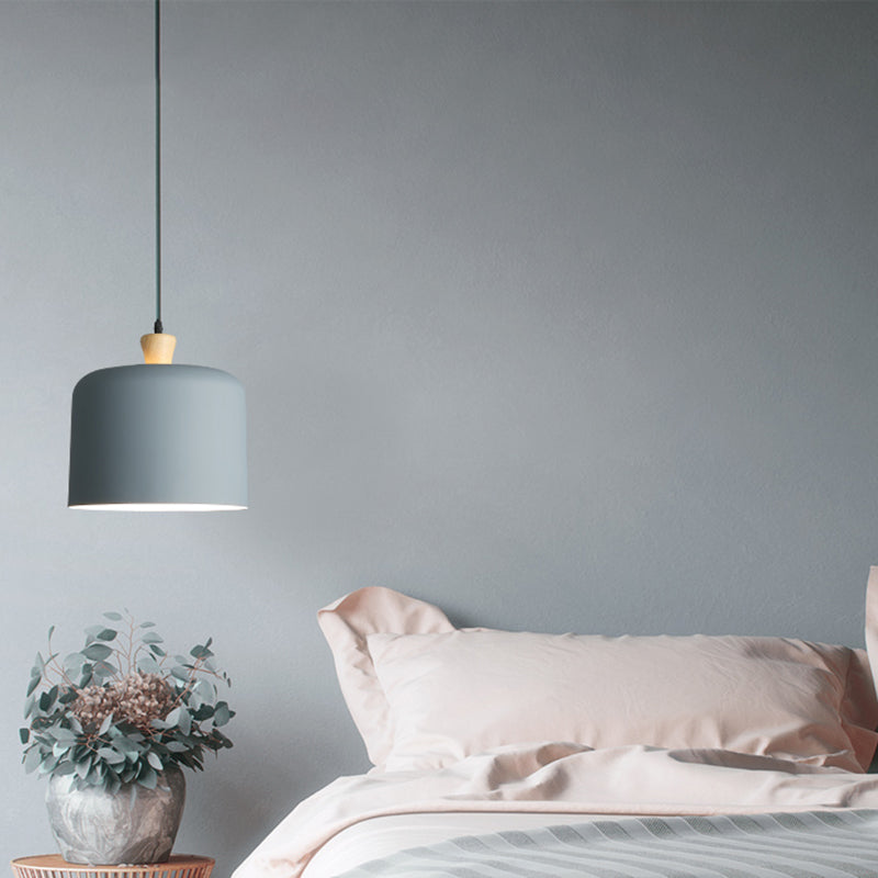 Modern Drum Shaped Pendant Lamp Metal 1 Light Dining Room Suspension Light in Grey Grey Clearhalo 'Ceiling Lights' 'Modern Pendants' 'Modern' 'Pendant Lights' 'Pendants' Lighting' 296159