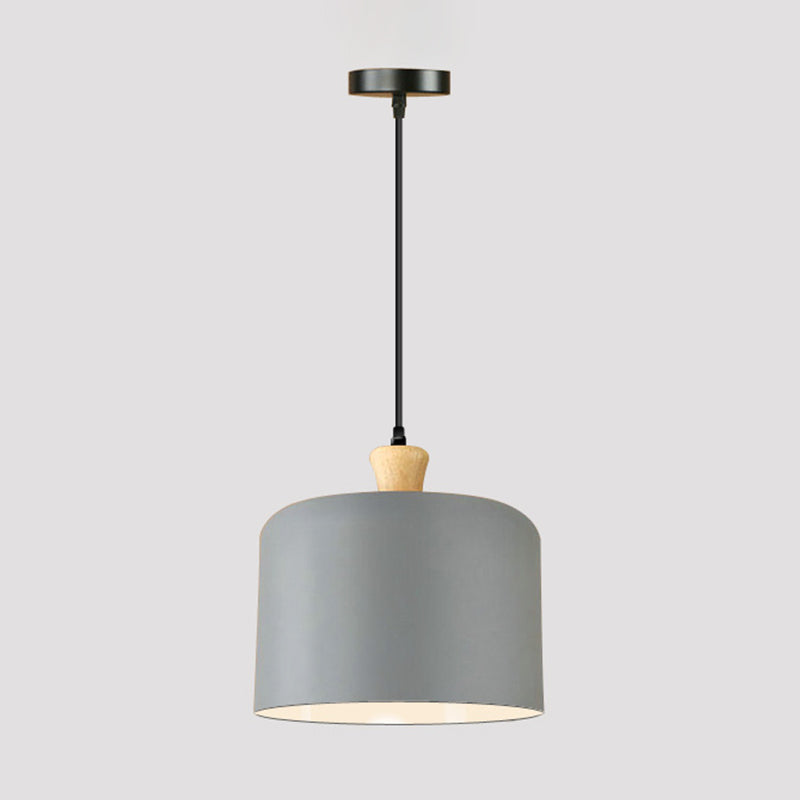 Modern Drum Shaped Pendant Lamp Metal 1 Light Dining Room Suspension Light in Grey Clearhalo 'Ceiling Lights' 'Modern Pendants' 'Modern' 'Pendant Lights' 'Pendants' Lighting' 296161