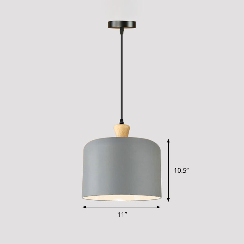 Modern Drum Shaped Pendant Lamp Metal 1 Light Dining Room Suspension Light in Grey Clearhalo 'Ceiling Lights' 'Modern Pendants' 'Modern' 'Pendant Lights' 'Pendants' Lighting' 296162