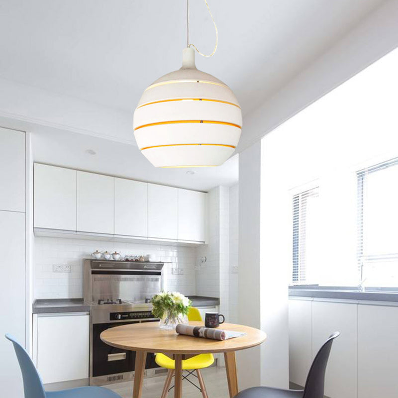 White Globe Drop Pendant Contemporary 1 Light Metal Suspension Lamp for Dining Room White Clearhalo 'Ceiling Lights' 'Modern Pendants' 'Modern' 'Pendant Lights' 'Pendants' Lighting' 296164