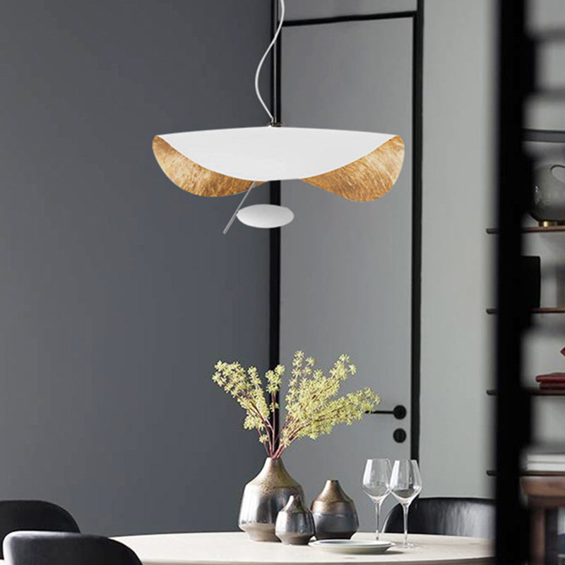 Metal Geometric Pendant Light Kit Modern 16"/23.5" Wide 1 Light White/Black Down Lighting for Living Room White Clearhalo 'Ceiling Lights' 'Modern Pendants' 'Modern' 'Pendant Lights' 'Pendants' Lighting' 296185