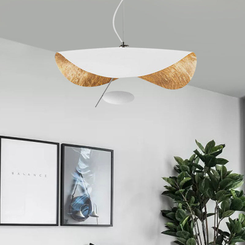 Metal Geometric Pendant Light Kit Modern 16"/23.5" Wide 1 Light White/Black Down Lighting for Living Room Clearhalo 'Ceiling Lights' 'Modern Pendants' 'Modern' 'Pendant Lights' 'Pendants' Lighting' 296186