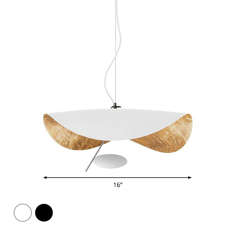 Metal Geometric Pendant Light Kit Modern 16"/23.5" Wide 1 Light White/Black Down Lighting for Living Room Clearhalo 'Ceiling Lights' 'Modern Pendants' 'Modern' 'Pendant Lights' 'Pendants' Lighting' 296189