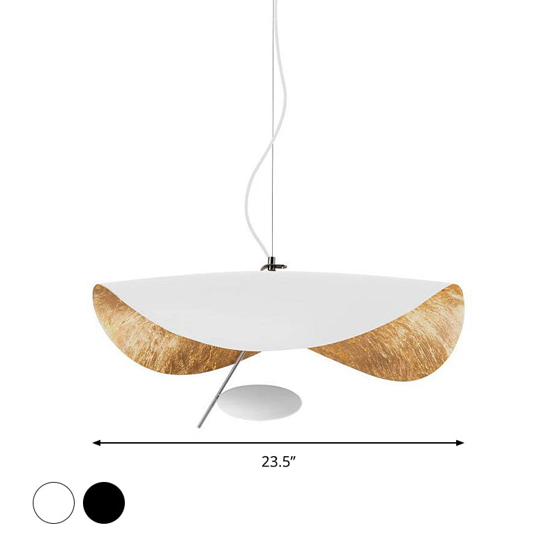 Metal Geometric Pendant Light Kit Modern 16"/23.5" Wide 1 Light White/Black Down Lighting for Living Room Clearhalo 'Ceiling Lights' 'Modern Pendants' 'Modern' 'Pendant Lights' 'Pendants' Lighting' 296190