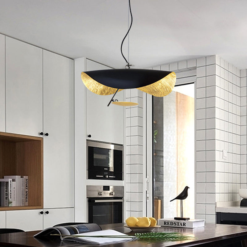 Metal Geometric Pendant Light Kit Modern 16"/23.5" Wide 1 Light White/Black Down Lighting for Living Room Black Clearhalo 'Ceiling Lights' 'Modern Pendants' 'Modern' 'Pendant Lights' 'Pendants' Lighting' 296191