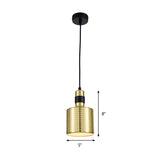 Cylinder Metal Hanging Pendant Light Contemporary 1 Light Black and Gold Suspension Lamp Clearhalo 'Ceiling Lights' 'Modern Pendants' 'Modern' 'Pendant Lights' 'Pendants' Lighting' 296196