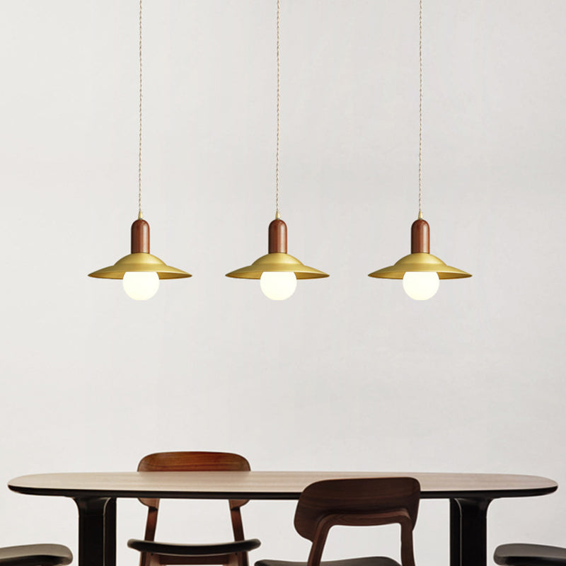 Modern Saucer Metal Hanging Lamp Kit 1 Light Suspension Pendant in Brass for Dining Room Clearhalo 'Ceiling Lights' 'Modern Pendants' 'Modern' 'Pendant Lights' 'Pendants' Lighting' 296200