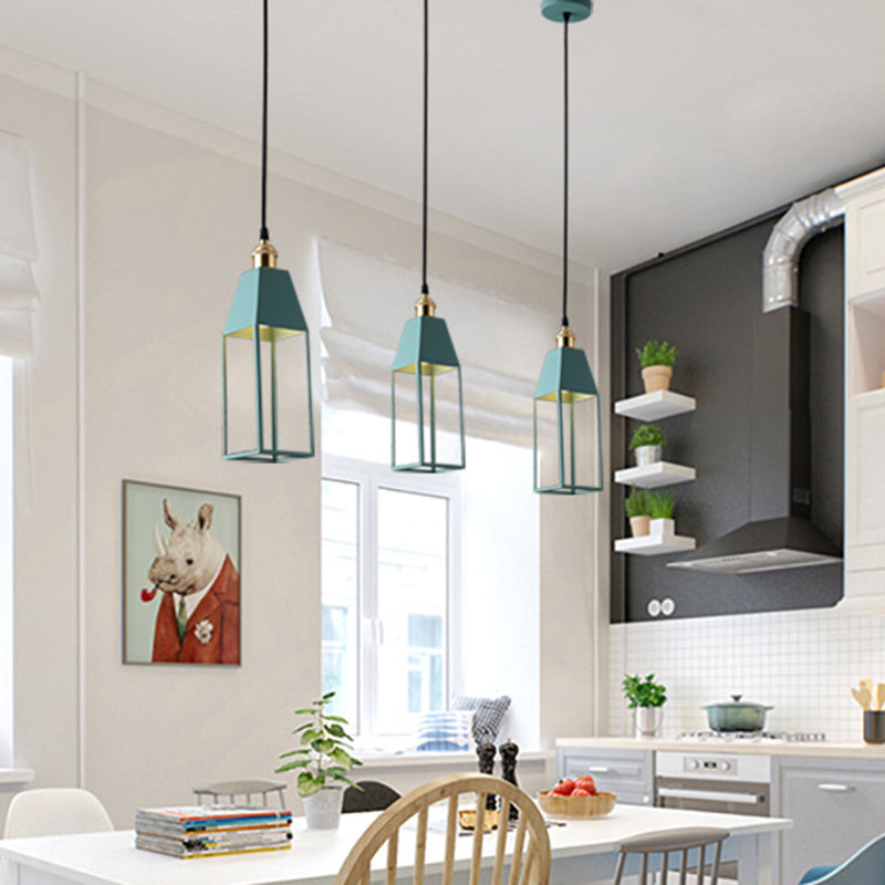 House Shaped Dining Room Pendant Lighting Metal 1 Light Hanging Light Fixture in Orange/Green/Gold Clearhalo 'Ceiling Lights' 'Modern Pendants' 'Modern' 'Pendant Lights' 'Pendants' Lighting' 296208