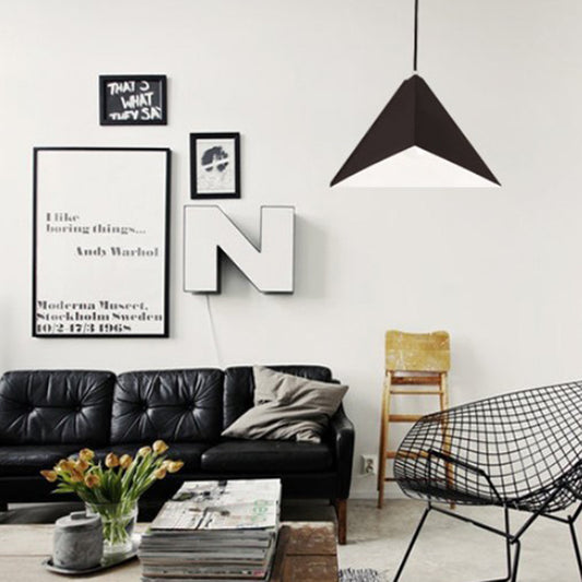 Metal Geometric Pendant Light Fixture Modern Style 1 Light Black Suspension Lamp for Living Room Black Clearhalo 'Ceiling Lights' 'Modern Pendants' 'Modern' 'Pendant Lights' 'Pendants' Lighting' 296243