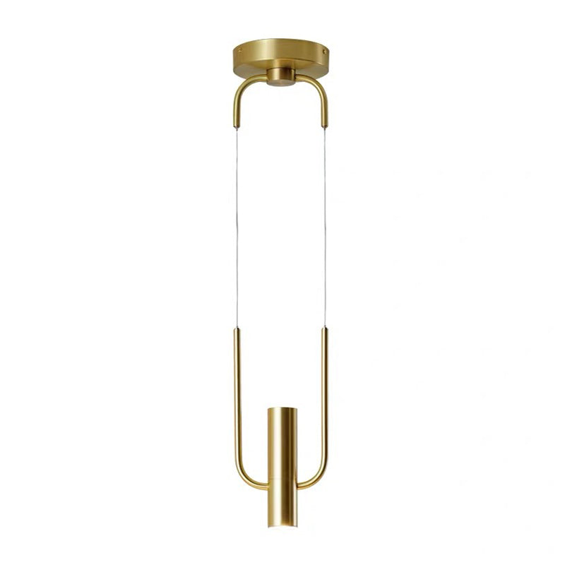 Gold Tube Pendant Lighting Fixture Contemporary 1 Light Metal Hanging Ceiling Light Clearhalo 'Ceiling Lights' 'Modern Pendants' 'Modern' 'Pendant Lights' 'Pendants' Lighting' 296250