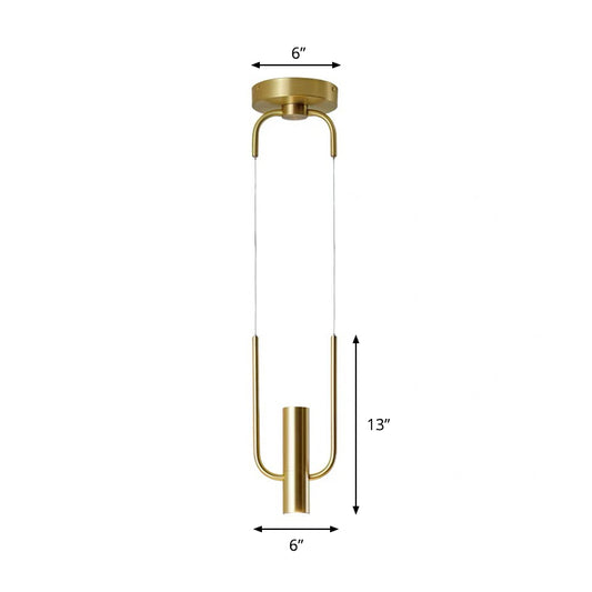 Gold Tube Pendant Lighting Fixture Contemporary 1 Light Metal Hanging Ceiling Light Clearhalo 'Ceiling Lights' 'Modern Pendants' 'Modern' 'Pendant Lights' 'Pendants' Lighting' 296251