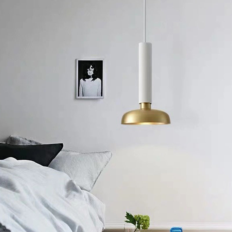 Barn Metal Pendant Light Kit Minimalist 1 Light White/Black Hanging Lamp Kit for Bedside White Clearhalo 'Ceiling Lights' 'Modern Pendants' 'Modern' 'Pendant Lights' 'Pendants' Lighting' 296266