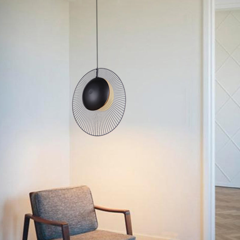 14"/18" Wide Simple Round Metal Hanging Light 1 Light Drop Pendant in Black for Dining Room Black Clearhalo 'Ceiling Lights' 'Modern Pendants' 'Modern' 'Pendant Lights' 'Pendants' Lighting' 296273