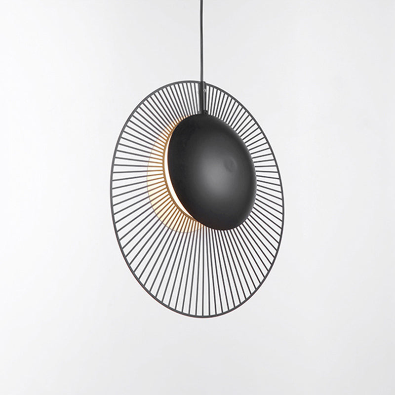 14"/18" Wide Simple Round Metal Hanging Light 1 Light Drop Pendant in Black for Dining Room Clearhalo 'Ceiling Lights' 'Modern Pendants' 'Modern' 'Pendant Lights' 'Pendants' Lighting' 296275