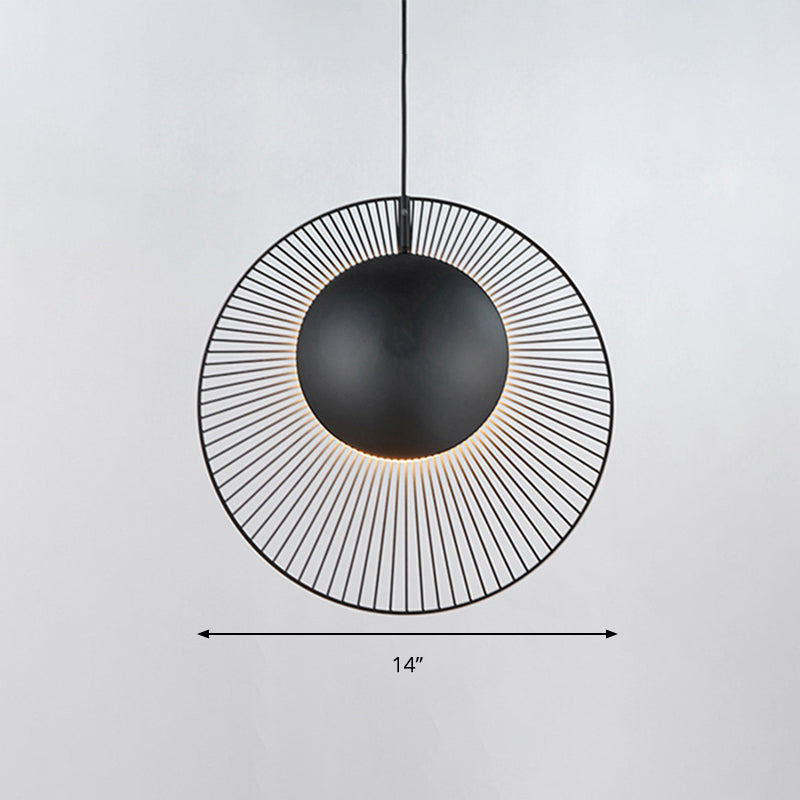 14"/18" Wide Simple Round Metal Hanging Light 1 Light Drop Pendant in Black for Dining Room Clearhalo 'Ceiling Lights' 'Modern Pendants' 'Modern' 'Pendant Lights' 'Pendants' Lighting' 296277