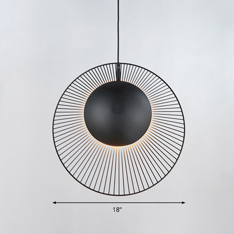 14"/18" Wide Simple Round Metal Hanging Light 1 Light Drop Pendant in Black for Dining Room Clearhalo 'Ceiling Lights' 'Modern Pendants' 'Modern' 'Pendant Lights' 'Pendants' Lighting' 296278