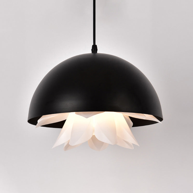 1 Light Dining Room Hanging Lamp Modern Black Down Lighting with Domed Metal Shade Clearhalo 'Ceiling Lights' 'Modern Pendants' 'Modern' 'Pendant Lights' 'Pendants' Lighting' 296289