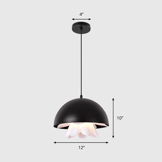 1 Light Dining Room Hanging Lamp Modern Black Down Lighting with Domed Metal Shade Clearhalo 'Ceiling Lights' 'Modern Pendants' 'Modern' 'Pendant Lights' 'Pendants' Lighting' 296291