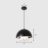 1 Light Dining Room Hanging Lamp Modern Black Down Lighting with Domed Metal Shade Clearhalo 'Ceiling Lights' 'Modern Pendants' 'Modern' 'Pendant Lights' 'Pendants' Lighting' 296291