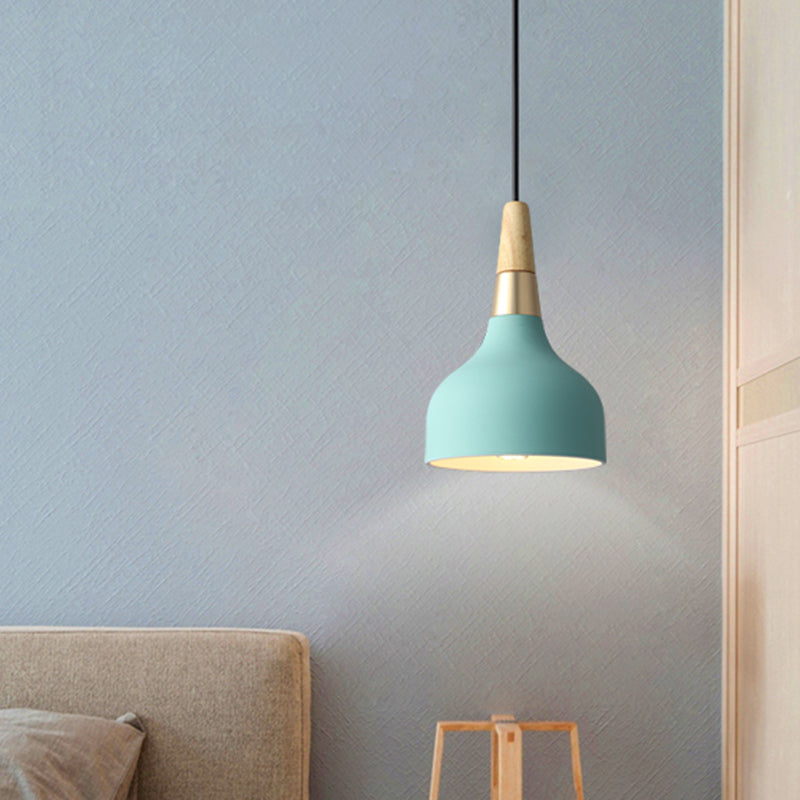 Domed Shaped Drop Pendant Modern Metal 1 Light Blue Suspension Light for Dining Room Clearhalo 'Ceiling Lights' 'Modern Pendants' 'Modern' 'Pendant Lights' 'Pendants' Lighting' 296306