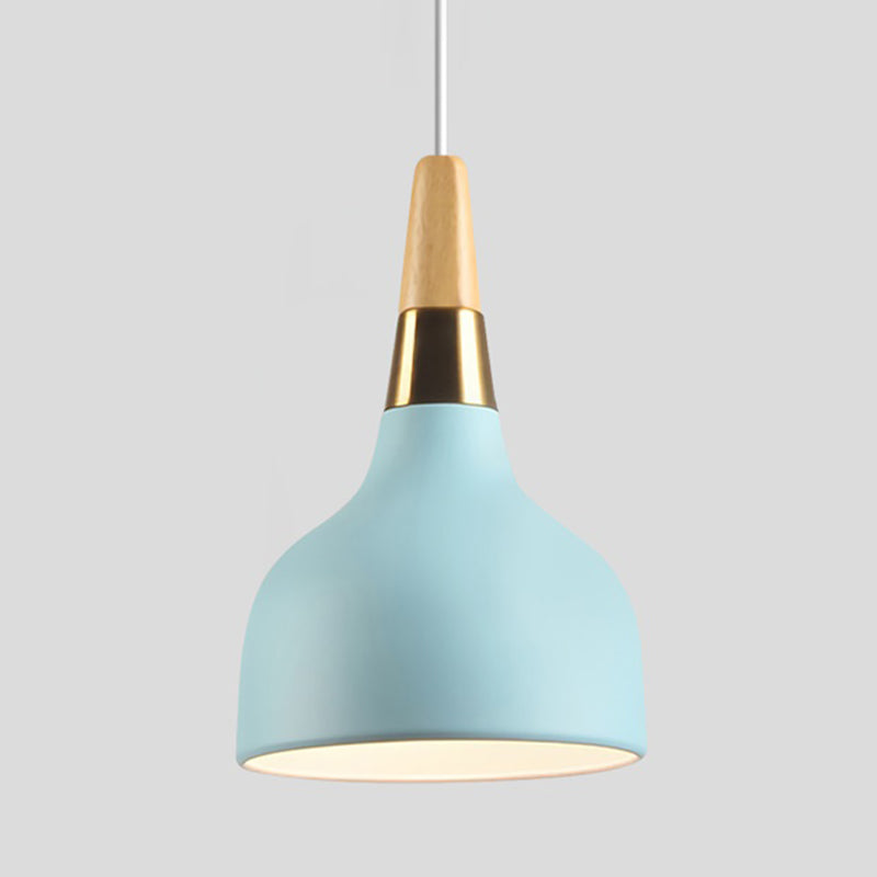 Domed Shaped Drop Pendant Modern Metal 1 Light Blue Suspension Light for Dining Room Clearhalo 'Ceiling Lights' 'Modern Pendants' 'Modern' 'Pendant Lights' 'Pendants' Lighting' 296307