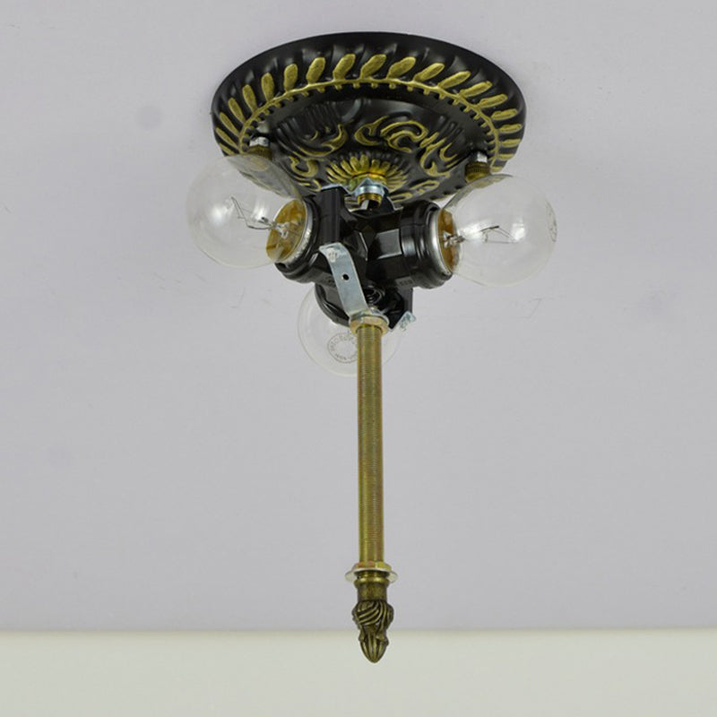 Dragonfly Cut Glass Ceiling Lamp Tiffany-Style 3 Heads Bronze Flush Mount Light Fixture Clearhalo 'Ceiling Lights' 'Close To Ceiling Lights' 'Close to ceiling' 'Flush mount' Lighting' 296422