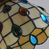 Beaded Chandelier Lighting Tiffany Style Stained Glass 3/6/8 Lights Black and Gold Ceiling Pendant Clearhalo 'Ceiling Lights' 'Chandeliers' 'Industrial' 'Middle Century Chandeliers' 'Tiffany Chandeliers' 'Tiffany close to ceiling' 'Tiffany' Lighting' 296624